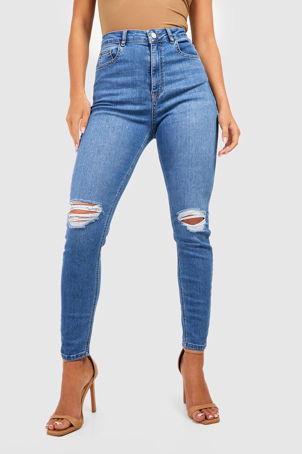 Mid rise ripped skinny hot sale jeans